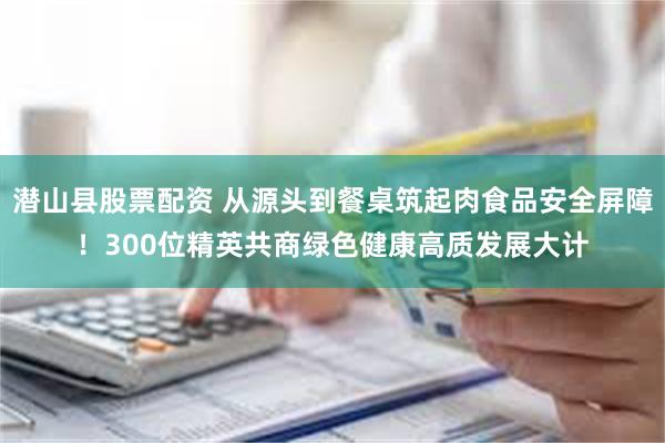 潜山县股票配资 从源头到餐桌筑起肉食品安全屏障！300位精英共商绿色健康高质发展大计