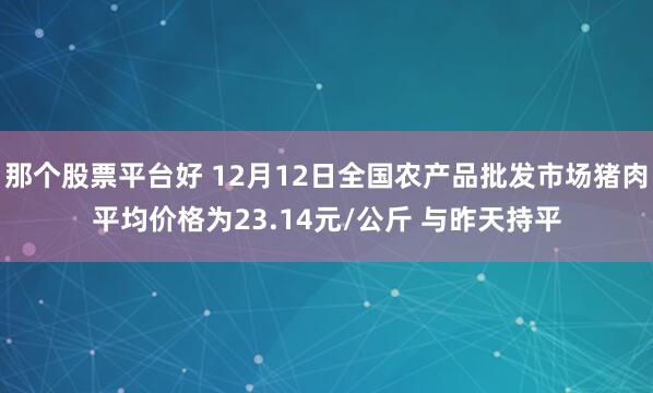 那个股票平台好 12月12日全国农产品批发市场猪肉平均价格为23.14元/公斤 与昨天持平