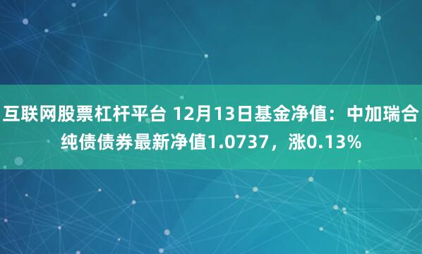 互联网股票杠杆平台 12月13日基金净值：中加瑞合纯债债券最新净值1.0737，涨0.13%