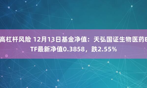 高杠杆风险 12月13日基金净值：天弘国证生物医药ETF最新净值0.3858，跌2.55%