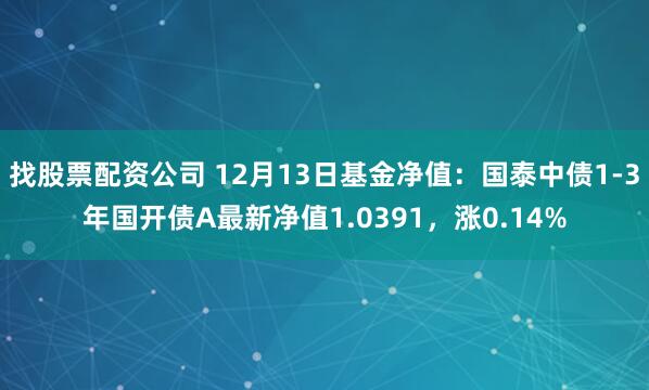 找股票配资公司 12月13日基金净值：国泰中债1-3年国开债A最新净值1.0391，涨0.14%