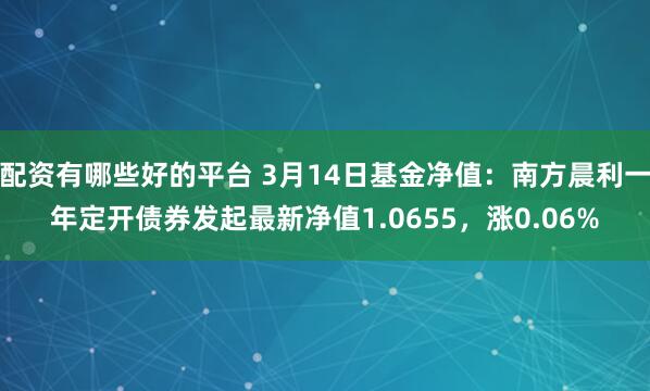 配资有哪些好的平台 3月14日基金净值：南方晨利一年定开债券发起最新净值1.0655，涨0.06%